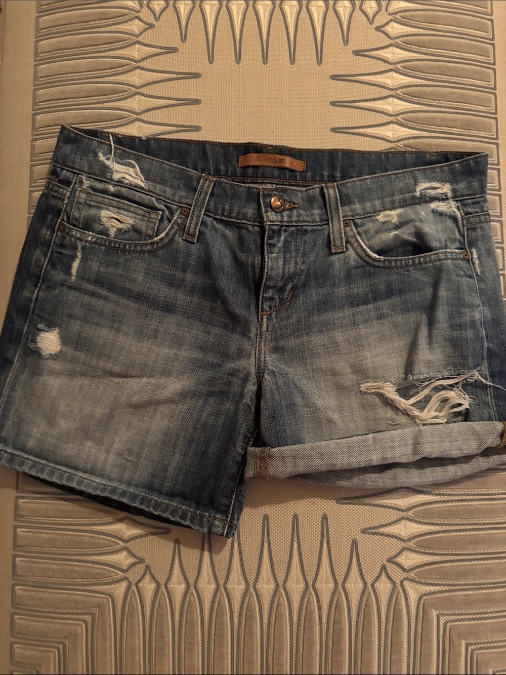 Joes Jeans Distressed Denim Roll-Cuff Women’s Shorts - Blue